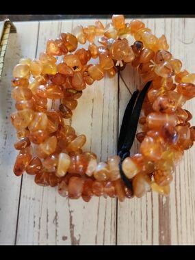 3/$20 SALE! Amber Chip Bracelet - Honey Orange Beads